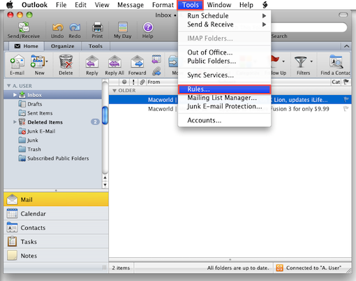 turn on out of office in outlook for mac 2011